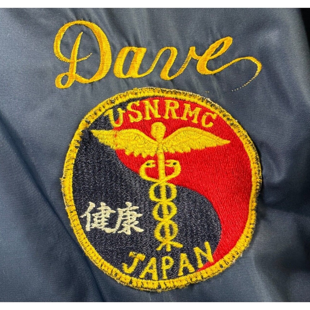 Vintage Military Souvenir Jacket Mens M/L Blue Japan USNRMC Windreaker Tour